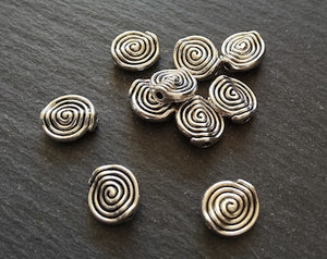 10 or 50 Silver Tone 12mm Spiral Metal Beads 12x11x4mm