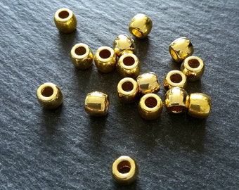 20 or 100 Bright Gold 6mm Smooth Plain Barrel Metal Alloy Spacer Beads 6x5mm Hole: 2.8mm