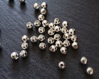 40 or 200 Silver Plated 5mm Smooth Round Hollow Copper Spacer Ball Beads