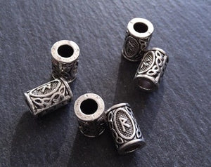 6 or 30 Raidho ᚱ Rune Beads Elder Futhark Antique Silver Tone 13x8mm. Large 4.7mm Hole