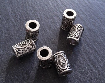 6 or 30 Raidho ᚱ Rune Beads Elder Futhark Antique Silver Tone 13x8mm. Large 4.7mm Hole