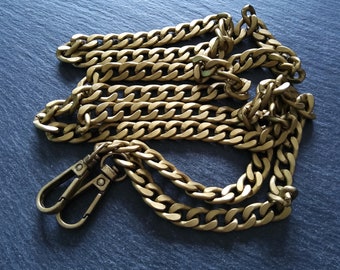 Lightweight Aluminium Chain Bag Strap with Clasps. Antique Bronze Tone. 47 inches (120cm) Long. 7mm Wide