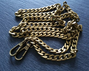 Lightweight Aluminium Chain Bag Strap with Clasps. Antique Bronze Tone. 63 inches (160cm) Long. 7mm Wide