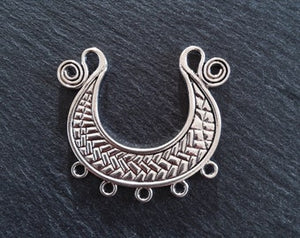 2 or 10 Crescent Chandelier Connector Pendant Antique Silver Tone 57x51mm