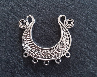 2 or 10 Crescent Chandelier Connector Pendant Antique Silver Tone 57x51mm