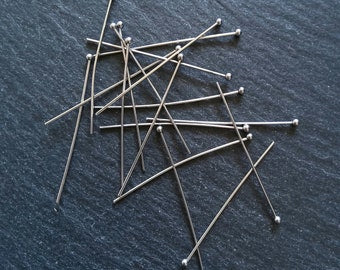20 or 100 Stainless Steel Ball Head Pins 50mm (2”) Long 0.7mm Wide (21 gauge)