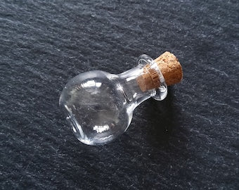 4 or 20 Little Clear Glass Bottles with Cork Stopper Size 23x16mm