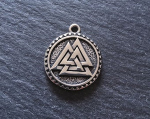 Round Norse Valknut Symbol Pendant Odin's Knot Stainless Steel 25x21x3mm