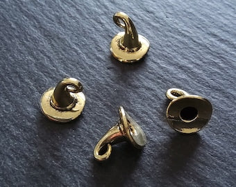 4 or 20 Witches Hat Charms Pale Gold Tone 11x11mm