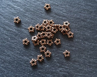 40 or 200 Antique Copper Tone 5.8mm Daisy Spacer Beads 5.8x1.5mm Nickel FREE