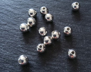 6 or 30 925 Sterling Silver Plated Solid Brass 6mm Smooth Round Ball Spacer Beads 1mm Hole