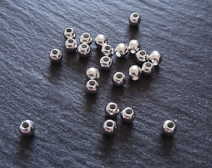10 or 50 925 Sterling Silver Plated Solid Brass 4mm Smooth Round Ball Spacer Beads 1.2mm Hole