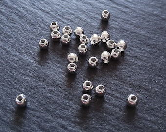 10 or 50 925 Sterling Silver Plated Solid Brass 4mm Smooth Round Ball Spacer Beads 1.2mm Hole