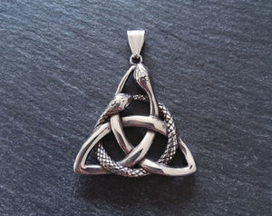 Large Triquetra Infinity Snake Pendant Stainless Steel 43x43mm