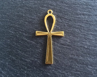 4 or 20 Ankh Pendants Large Golden Egyptian 54x28mm