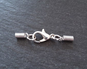 6 or 30 Bright Silver Plated COIL Crimp End Sets for 1mm to 1.5mm Cord (1.8mm coil ends)