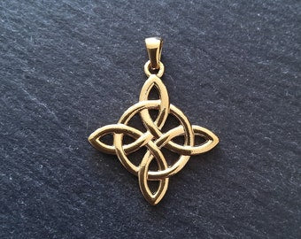 1 or 5 Gold Stainless Steel Witches Knot Pendant 34x30x2mm