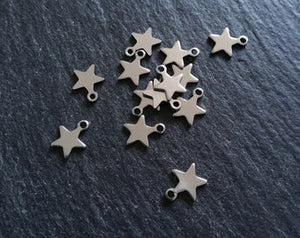 20 or 100 Stainless Steel Star Charms 10x8x0.8mm Hole: 1.4mm
