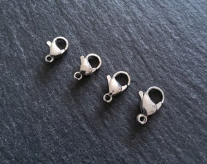 10 or 50 Stainless Steel Lobster Clasps 10mm 11mm 12mm or 13mm