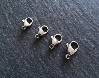 10 or 50 Stainless Steel Lobster Clasps 10mm 11mm 12mm or 13mm