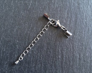 Stainless Steel Folding Crimp End sets for 3mm to 3.5mm Flat Cord Necklaces