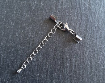 Stainless Steel Folding Crimp End sets for 3mm to 3.5mm Flat Cord Necklaces