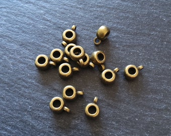 20 or 100 Antique Bronze 6mm Bail Beads Plain Smooth 9x6x4mm Hole: 3mm