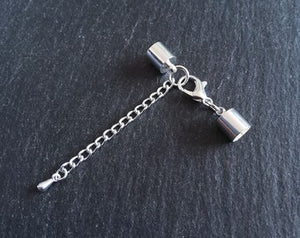 Bright Silver End Cap Sets for 6mm Cord Necklaces & Bracelets (6.5mm end caps)