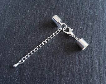 Bright Silver End Cap Sets for 6mm Cord Necklaces & Bracelets (6.5mm end caps)