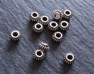 925 Bali Sterling Silver 5.1mm Coil Spacer Beads Antique Finish 5.1x3.1mm Hole: 2mm