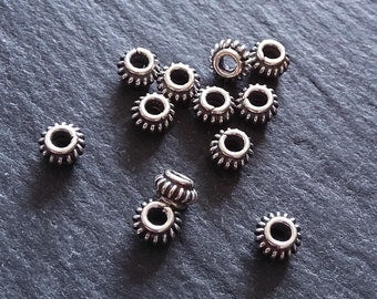 925 Bali Sterling Silver 5.1mm Coil Spacer Beads Antique Finish 5.1x3.1mm Hole: 2mm
