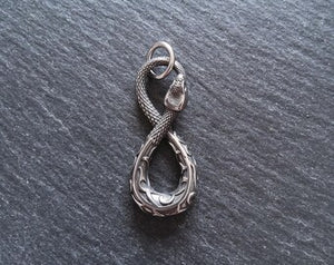 Snake Infinity Pendant Antique Silver Surgical Steel 42.5x18x4.5mm