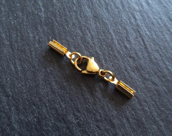 5 or 25 Gold Stainless Steel Crimp End Sets for 2mm to 2.5mm Round Cord Necklaces