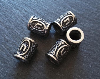 1 or 5 Uruz ᚢ Rune Beads Stainless Steel Elder Futhark 16x13mm Hole: 8mm