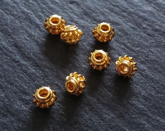 22K Gold Vermeil Plated Solid Bali 925 Sterling Silver 4.5mm Coil Spacer Beads  4.5x4mm Hole: 1.8mm