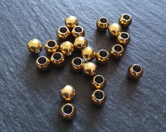 6 or 30 Golden 6mm Stainless Steel Solid Round Ion Plated Spacer Beads 6x5mm Hole: 3mm