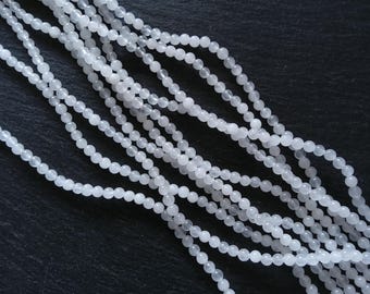 4.6mm Natural White Jade Round Undyed Polished Beads. Full 16 inch Strand Hole: 1mm
