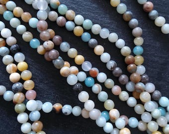 6.5mm Amazonite Beads Natural Undyed Polished Round Full 15.5 inch Strand Hole: 1mm