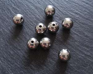 4 or 20 Stainless Steel 10mm Solid Round Spacer Beads Non-Tarnish. 10x9mm Hole 2mm