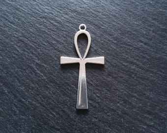 4 or 20 Ankh Pendants Large Plain Silver Tone Alloy Ancient Egyptian 54x28mm