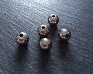 2 or 10 Stainless Steel 12mm Solid Round Spacer Beads Non-Tarnish Hole: 2mm