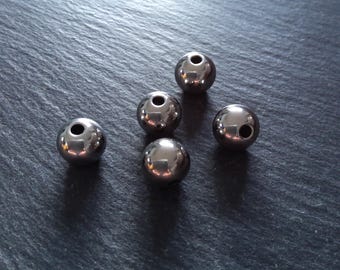 2 or 10 Stainless Steel 12mm Solid Round Spacer Beads Non-Tarnish Hole: 2mm