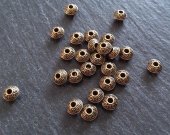 20 or 100 Antique Bronze Tone 6mm Flying Saucer Shaped Bicone Spacer Beads 6x4mm Hole: 1.5mm