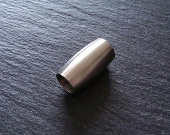 1 or 5 Bright Stainless Steel 14x8mm Magnetic Barrel Clasp Set for 4.5mm Cord (5mm Holes) - ContentedCatz
