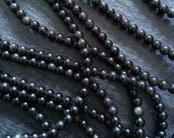 4.7mm Grade AA Black Obsidian Round Natural Gemstone Beads Full 15.2 inch strand Hole: 0.8mm