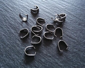 20 or 100 Stainless Steel Snap On Pinch Bails for Pendants 9x7x4mm