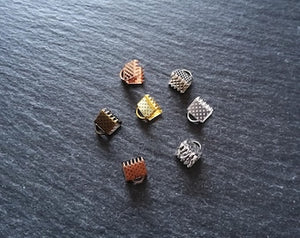 6mm (1/4") Wide Ribbon Crimp Ends 6x8mm Findings Crimps in Gold, Silver, Antique Silver, Rose Gold, Bronze or Copper