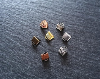 6mm (1/4") Wide Ribbon Crimp Ends 6x8mm Findings Crimps in Gold, Silver, Antique Silver, Rose Gold, Bronze or Copper