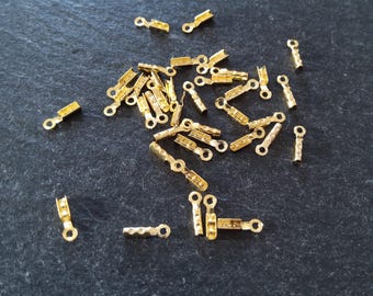 60 or 300 Gold Plated Brass Folding Crimp Ends 7.5x2.5mm For 1mm Cord. Hole: 1mm