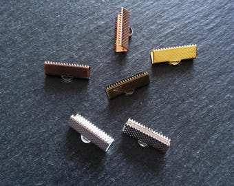 20mm (13/16") Wide Ribbon Crimp Ends 20x7.5mm Findings Crimps in Gold, Silver, Antique Silver, Rose Gold, Antique Bronze or Antique Copper